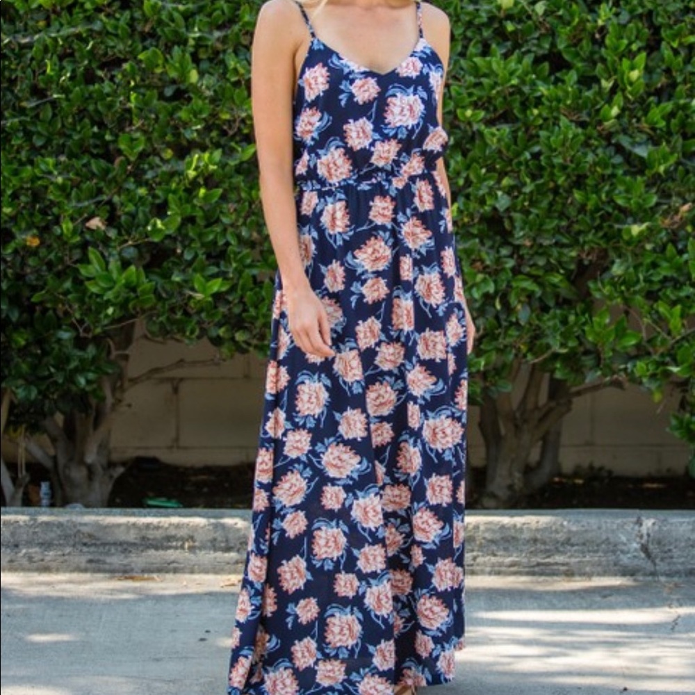 Amaryllis Navy Floral Maxi Dress